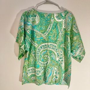 Talbots silk paisley scarf print tunic top